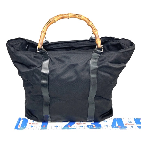 Gucci Bag Handbag tote Black Nylon Bamboo Authentic GUC - Picture 4 of 10